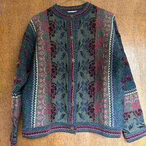 Floral Knit Cardigan Sweater